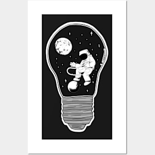 Astronaut in a lightbulb creative handdrawn Gift Posters and Art